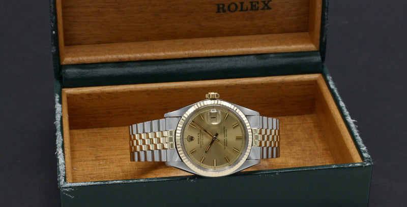 Rolex Datejust 1601 - 1976 - goud/staal - two/tone - Rolex horloge - Rolex kopen - Rolex heren horloge - Trophies Watches